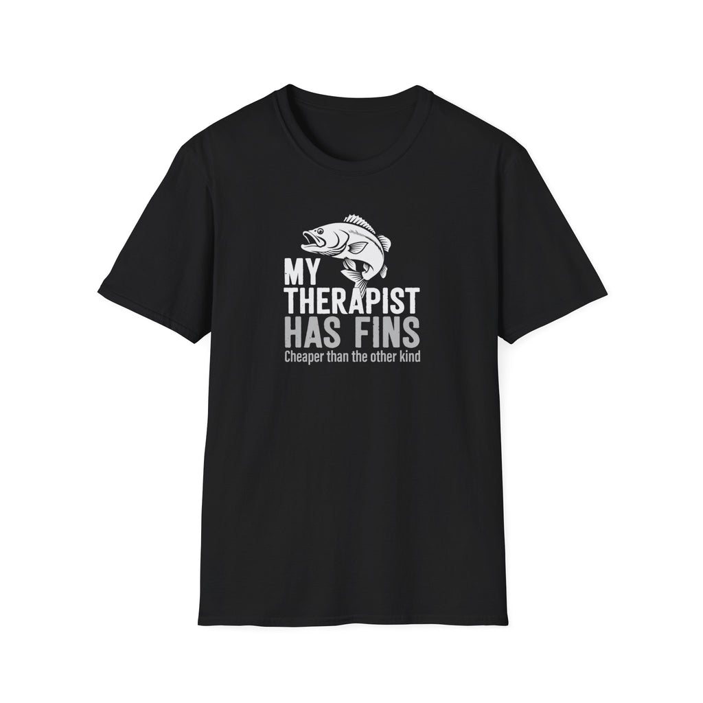 Fishing T-Shirt — “My Therapist Has Fins” Funny Angler Shirt