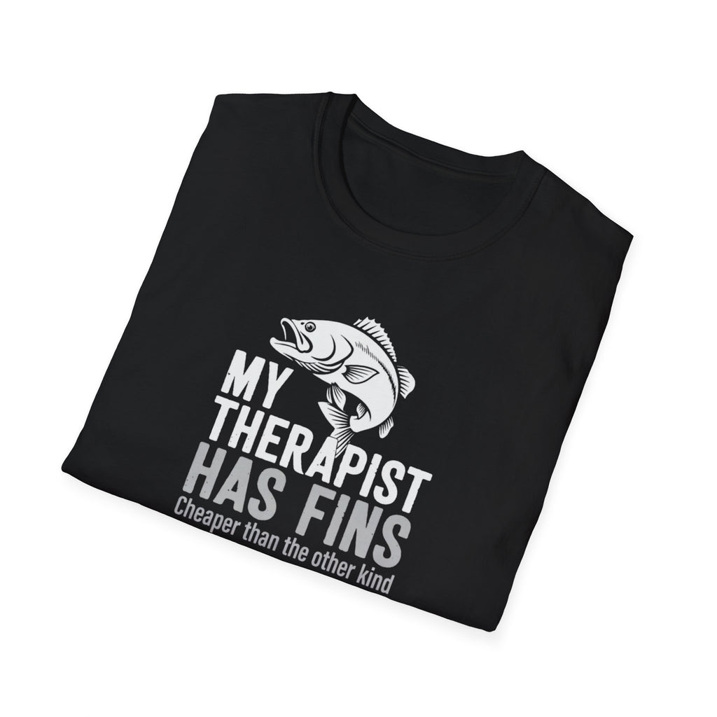 Fishing T-Shirt — “My Therapist Has Fins” Funny Angler Shirt